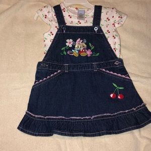 Minnie Jean dress with cherry onesie
